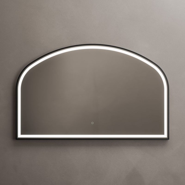 Lomax Light Overmantle Arch Mirror - Brushed Black